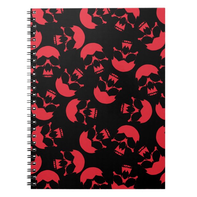 Cuaderno Patrón de cráneo rojo y negro (Frente)