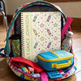 Cuaderno Patrón de crayón de dibujos animados de vuelta a l