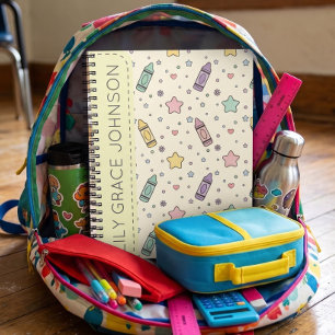 Cuaderno Patrón de crayón de dibujos animados de vuelta a l