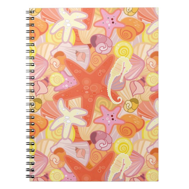 Cuaderno Patrón de criaturas del mar Pastel (Frente)
