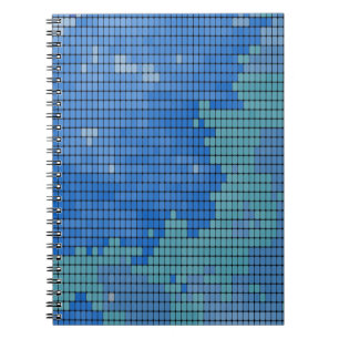 Cuaderno Patrón de cuadrado azul abstracto