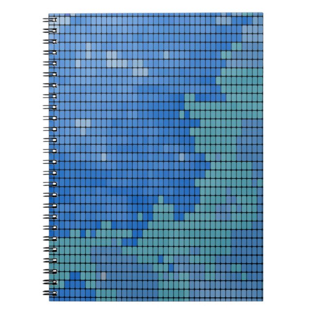 Cuaderno Patrón de cuadrado azul abstracto (Frente)