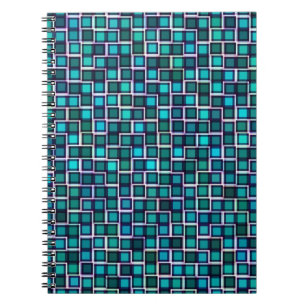 Cuaderno Patrón de cuadrados azules abstractos