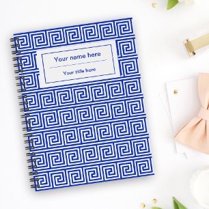 Cuaderno Patrón de Cuadrados de Llave Meandro Griego Azul