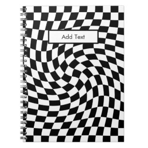 Cuaderno Patrón de Cuadrados Deformados en Blanco y Negro P