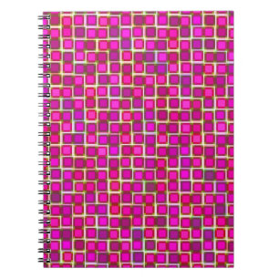 Cuaderno Patrón de cuadrados rosados abstractos