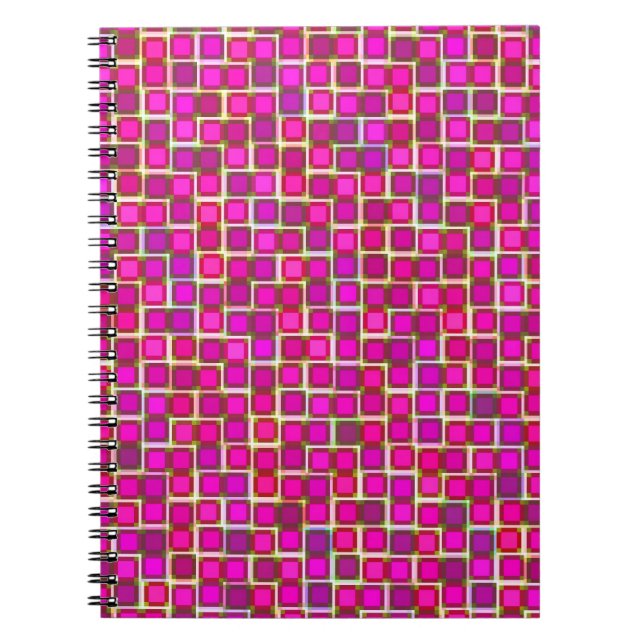 Cuaderno Patrón de cuadrados rosados abstractos (Frente)