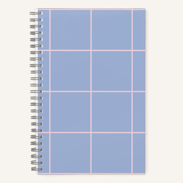 Cuaderno Patrón de cuadrícula azul y rosa suave (Anverso)