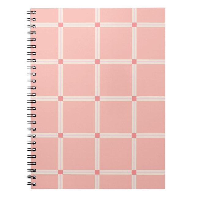 Cuaderno Patrón de cuadrícula de rosa suave con acento de c (Frente)