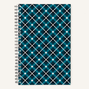 Cuaderno Patrón de cuadrícula geométrica verde azulada y na