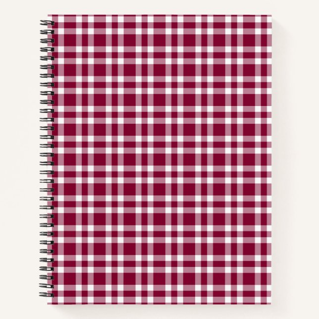 Cuaderno Patrón de Cuadro Burgundy Blanco (Anverso)