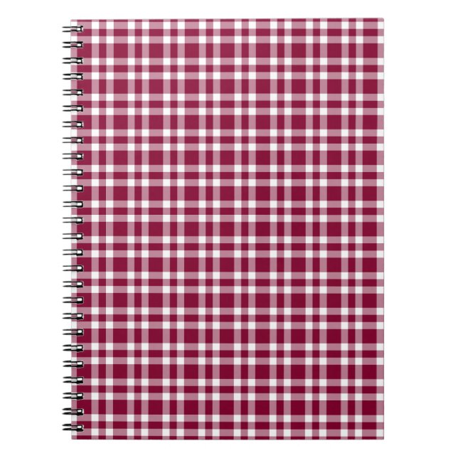 Cuaderno Patrón de Cuadro Burgundy Blanco (Frente)