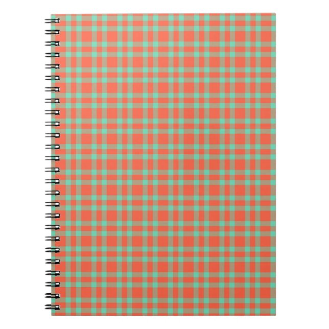 Cuaderno Patrón de Cuadro Escarlata Aguamarina (Frente)