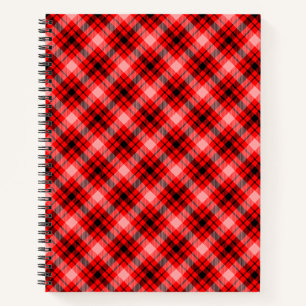 Cuaderno Patrón de Cuadro Escocés a Cuadros Tartán Rojo Neg