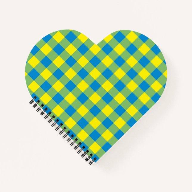 Cuaderno Patrón de Cuadro Escocés Azul Amarillo Verde (Anverso)