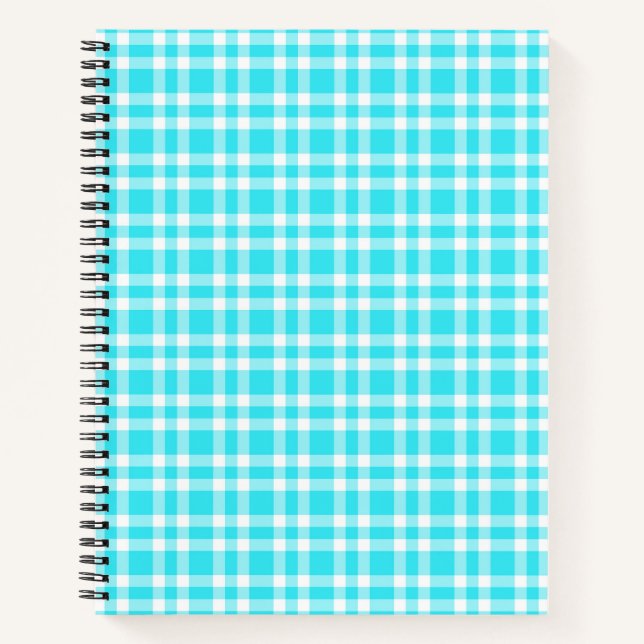 Cuaderno Patrón de Cuadro Escocés Azul Blanco (Anverso)