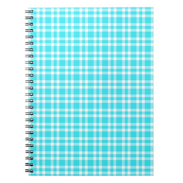 Cuaderno Patrón de Cuadro Escocés Azul Blanco (Frente)