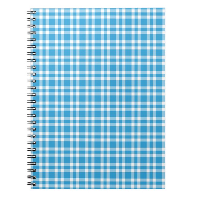 Cuaderno Patrón de Cuadro Escocés Azul Blanco (Frente)