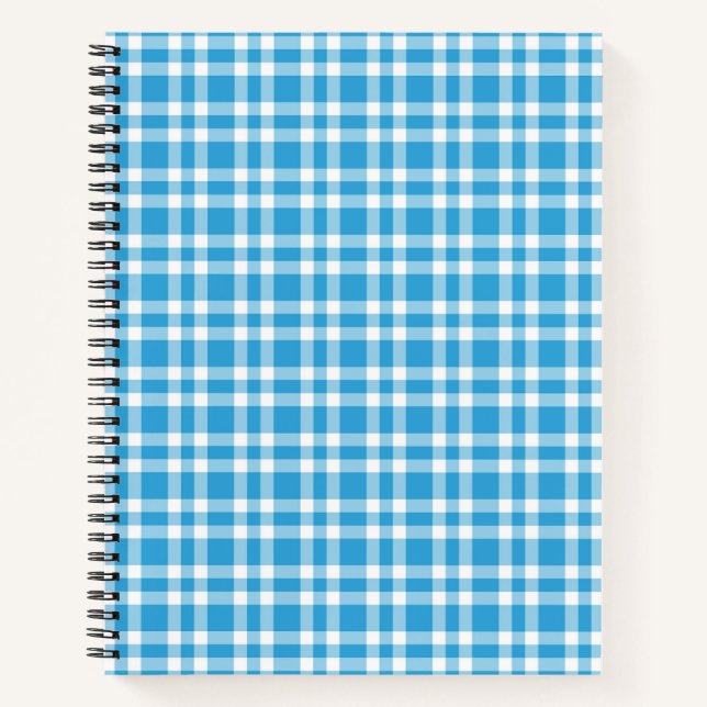 Cuaderno Patrón de Cuadro Escocés Azul Blanco (Anverso)