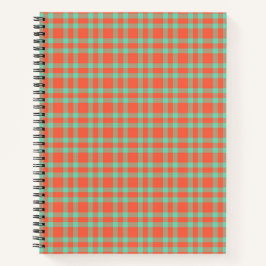 Cuaderno Patrón de Cuadro Escocés Coral Acuamarino