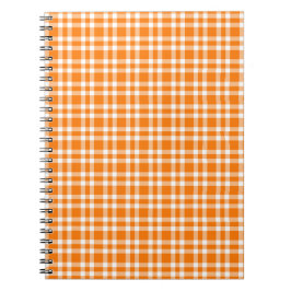 Cuaderno Patrón de Cuadro Escocés Naranja Blanco