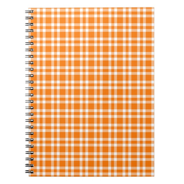 Cuaderno Patrón de Cuadro Escocés Naranja Blanco (Frente)