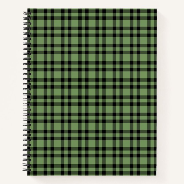 Cuaderno Patrón de Cuadro Escocés Verde Negro (Anverso)