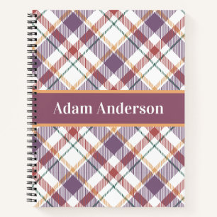 Cuaderno Patrón de Cuadro Personalizado con Nombre