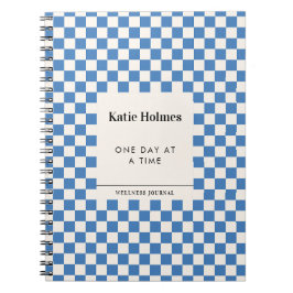 Cuaderno Patrón de cuadros azules nombre y cita personaliza
