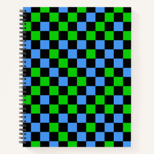 Cuaderno Patrón de cuadros azules, verdes y negros