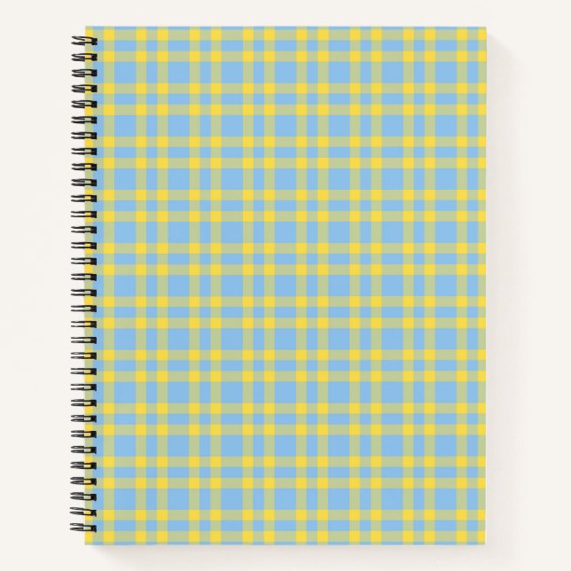 Cuaderno Patrón de Cuadros Azules y Amarillos (Anverso)