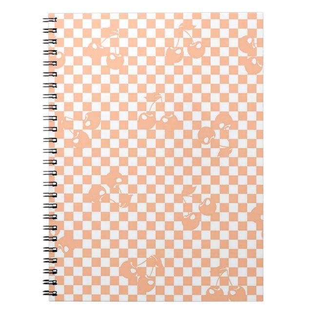 Cuaderno Patrón de cuadros de cereza fuzz melocotón (Frente)