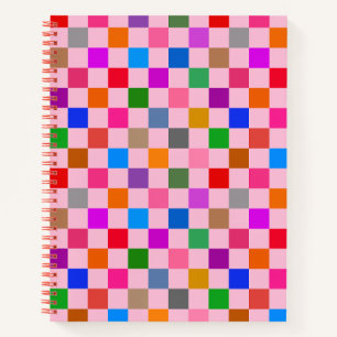Cuaderno Patrón de cuadros de colores rosados
