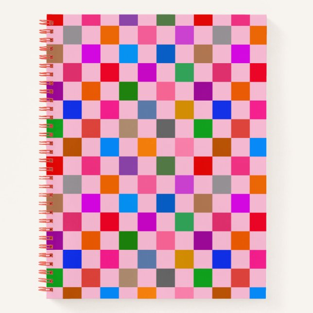 Cuaderno Patrón de cuadros de colores rosados (Anverso)