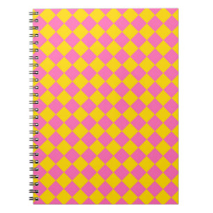 Cuaderno Patrón de cuadros de diamante arlequín de color ro