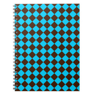 Cuaderno Patrón de cuadros de diamante azul marrón