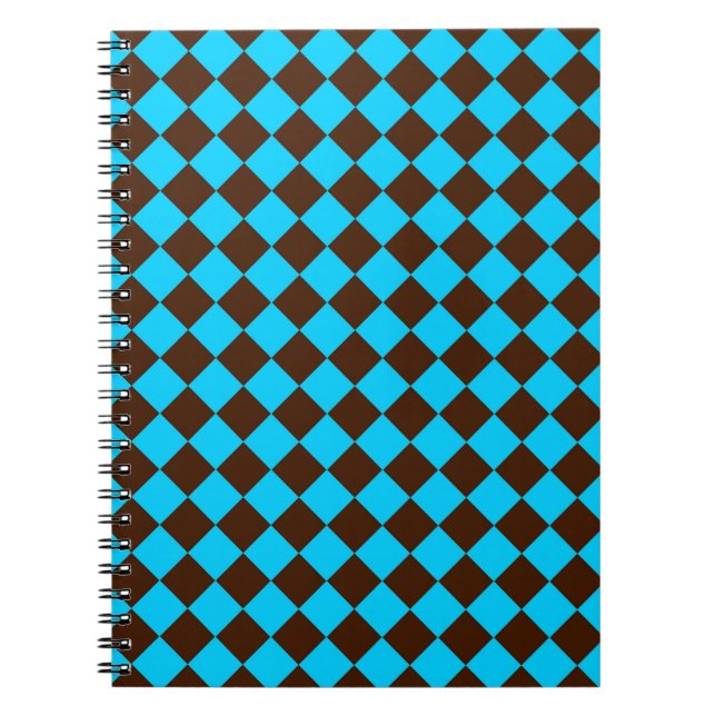 Cuaderno Patrón de cuadros de diamante azul marrón (Frente)