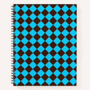 Cuaderno Patrón de cuadros de diamante marrón azul