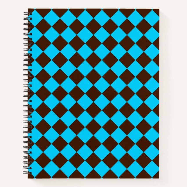 Cuaderno Patrón de cuadros de diamante marrón azul (Anverso)