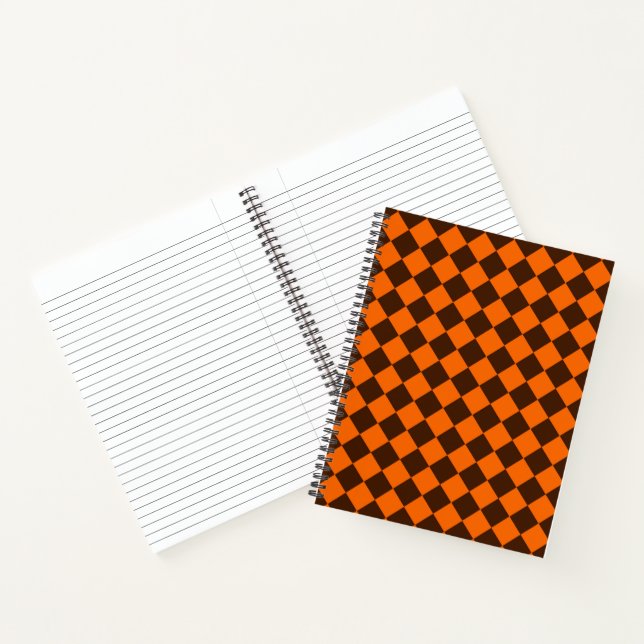 Cuaderno Patrón de cuadros de diamante naranja marrón (Interior)