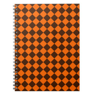 Cuaderno Patrón de cuadros de diamante naranja marrón