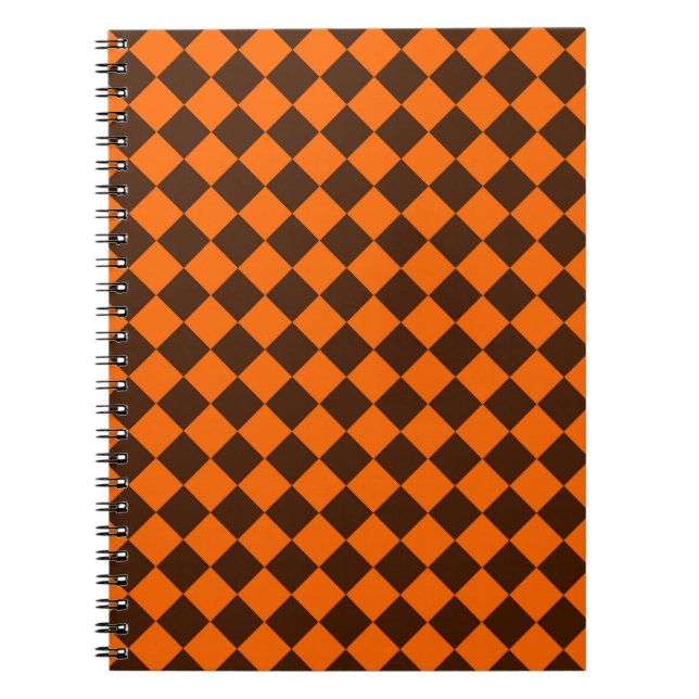Cuaderno Patrón de cuadros de diamante naranja marrón (Frente)