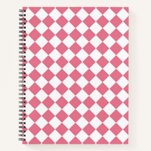 Cuaderno Patrón de cuadros de diamante rosa blanco