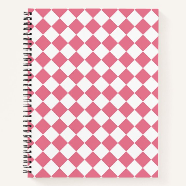 Cuaderno Patrón de cuadros de diamante rosa blanco (Anverso)