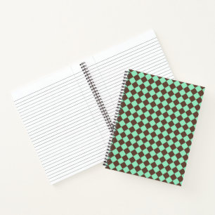 Cuaderno Patrón de cuadros de diamante verde marrón