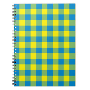 Cuaderno Patrón de cuadros escoceses azules amarillos y ver