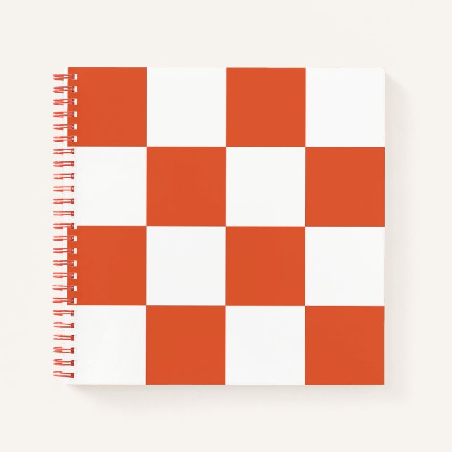 Cuaderno Patrón de cuadros naranja y blanco (Anverso)