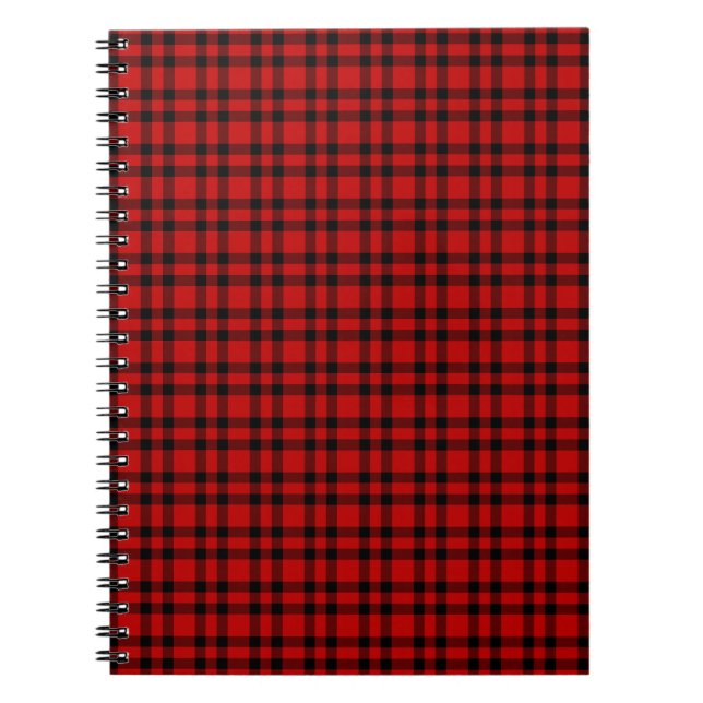 Cuaderno Patrón de Cuadros Rojo Negro (Frente)