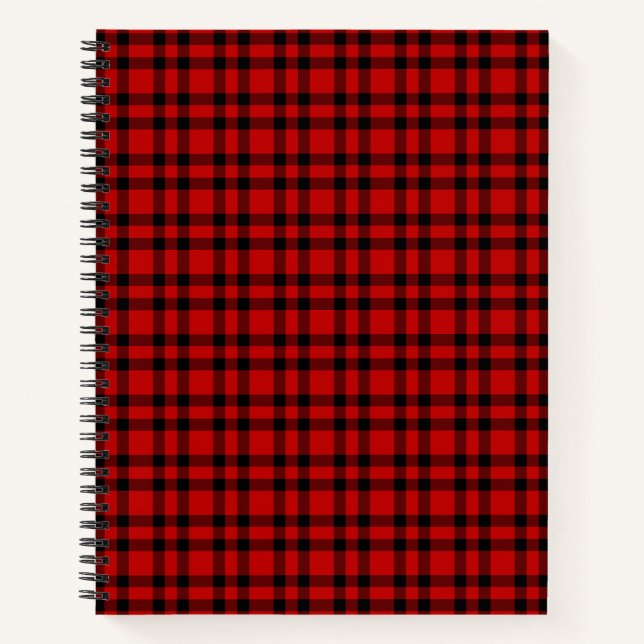 Cuaderno Patrón de Cuadros Rojo y Negro (Anverso)