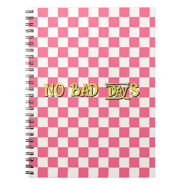 Cuaderno Patrón de cuadros rosa y blanco (Frente)